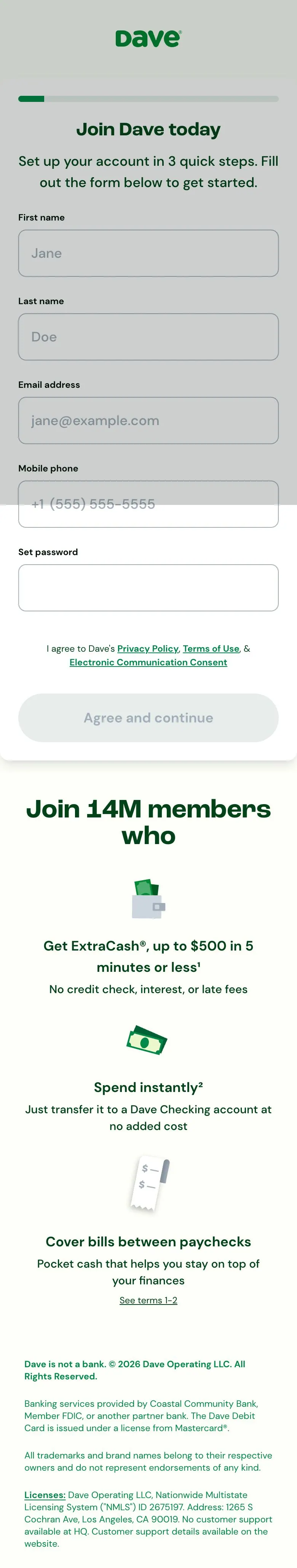 Dave — Sign up
