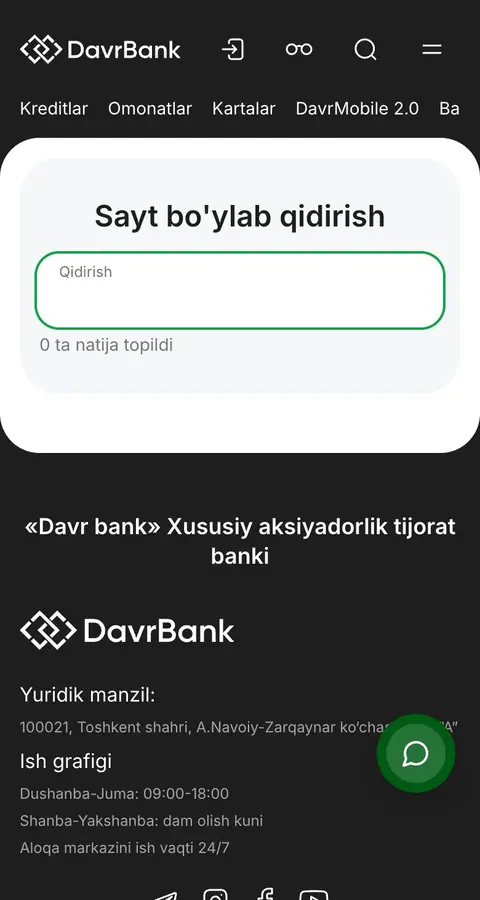 Davr Bank — Qidiruv