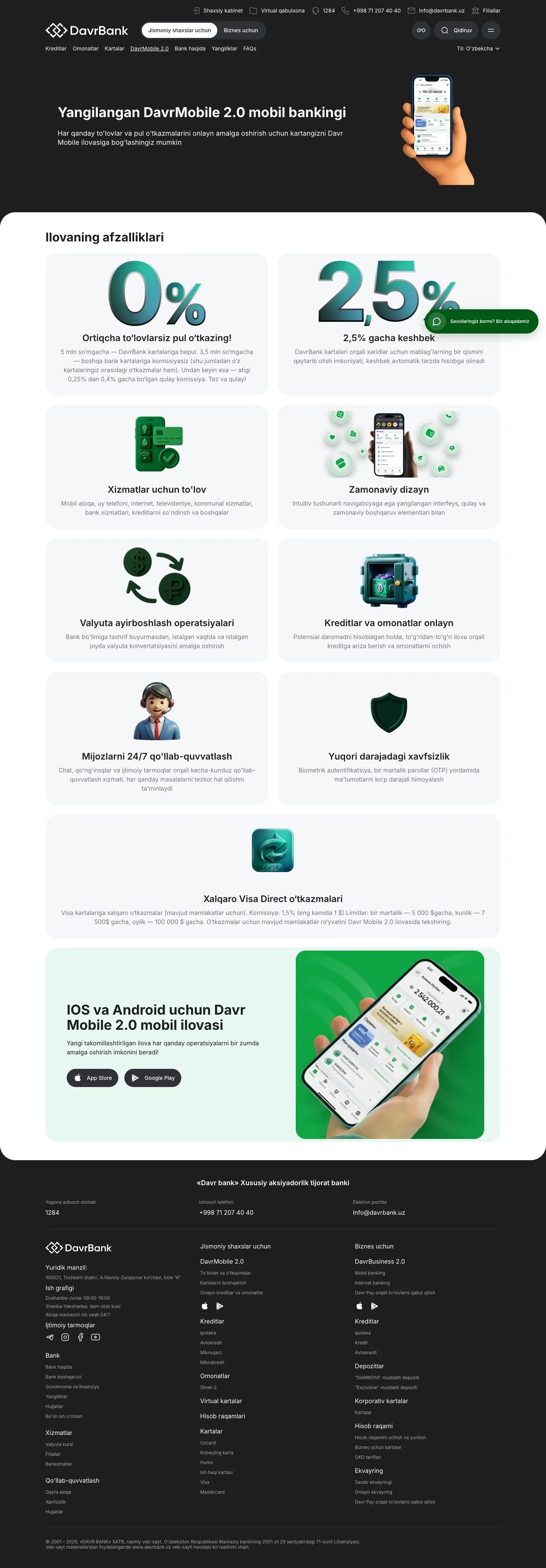 Davr Bank — Yordam va FAQ