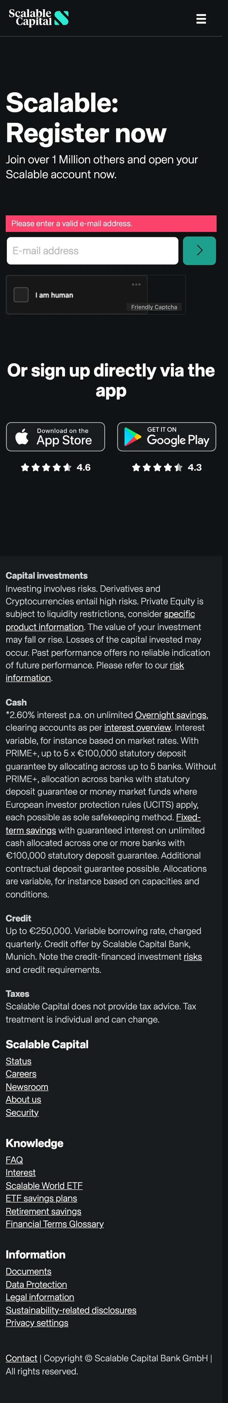 Scalable Capital — Sign up