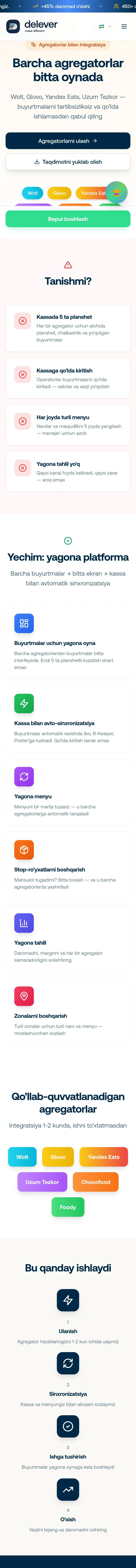 delever.uz — Landing sahifa