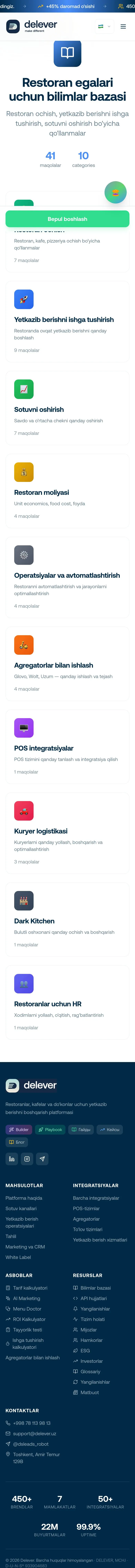 delever.uz — Yordam va FAQ