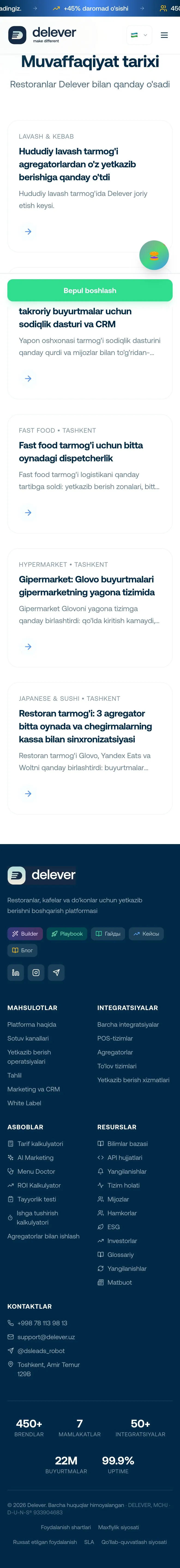 delever.uz — Yordam va FAQ