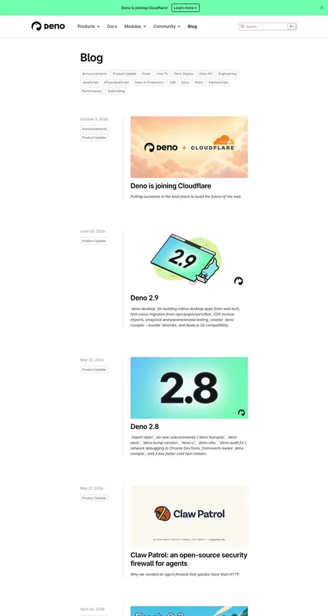 deno.com — Yangiliklar va blog