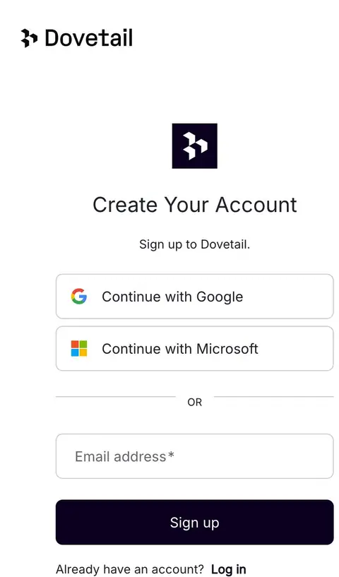 Dovetail — Sign up