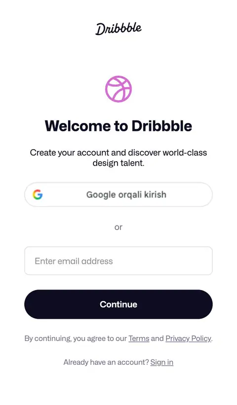 Dribbble — Sign up