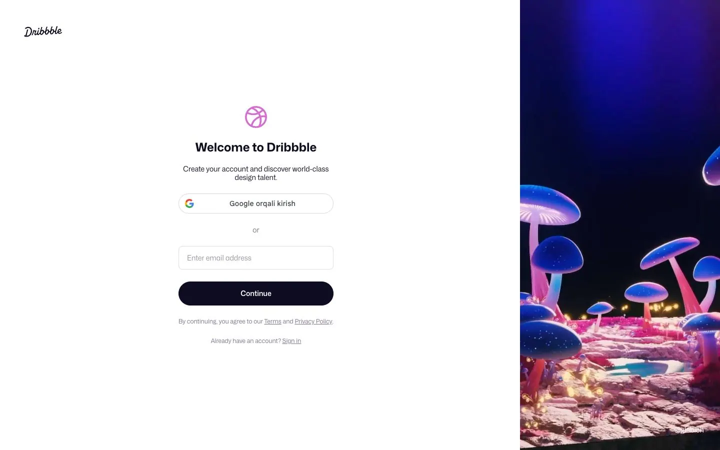 Dribbble — Sign up