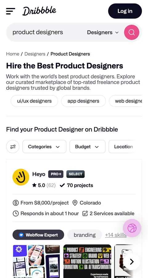Dribbble — Qidiruv