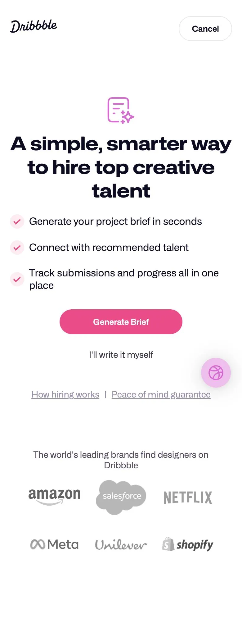 Dribbble — Onboarding