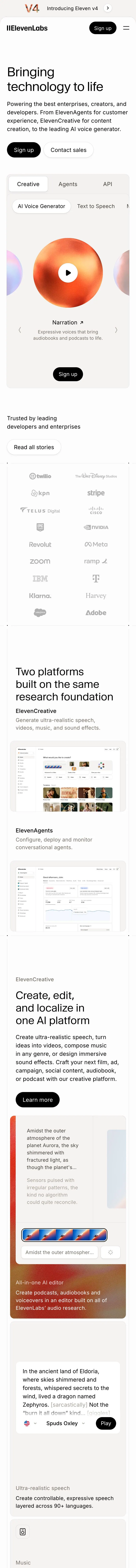 ElevenLabs — Landing page
