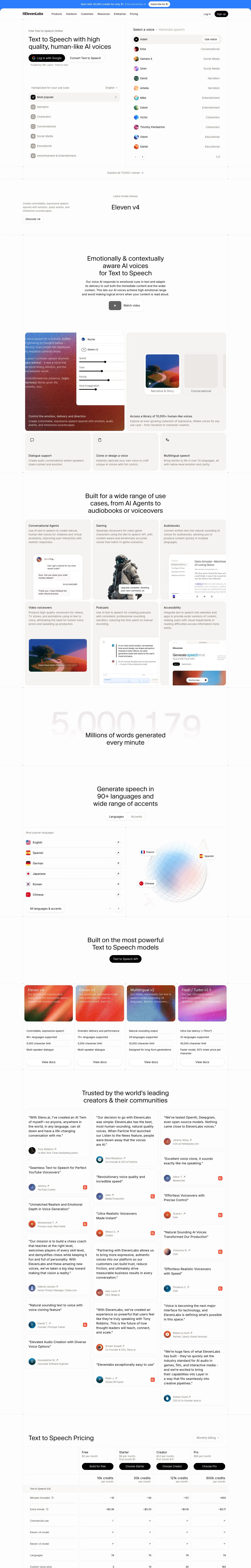 ElevenLabs — Landing sahifa