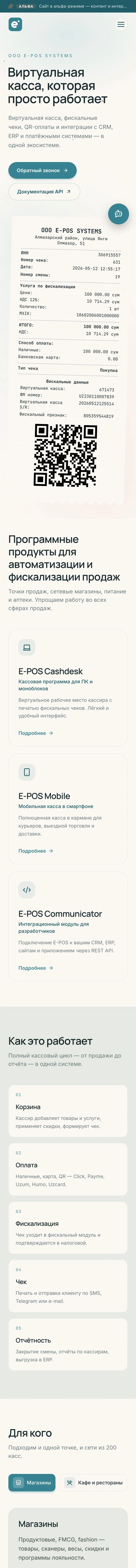 E-POS Systems — Landing sahifa