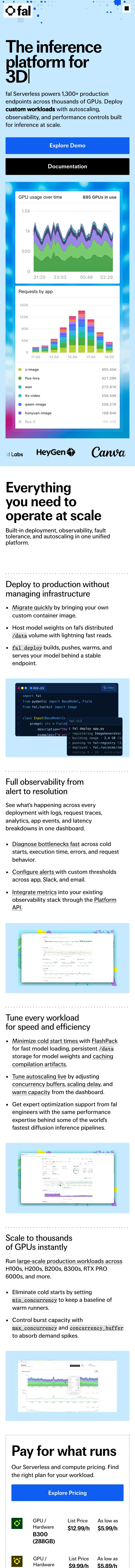 fal.ai — Landing page