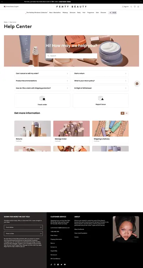fentybeauty.com — Yordam va FAQ