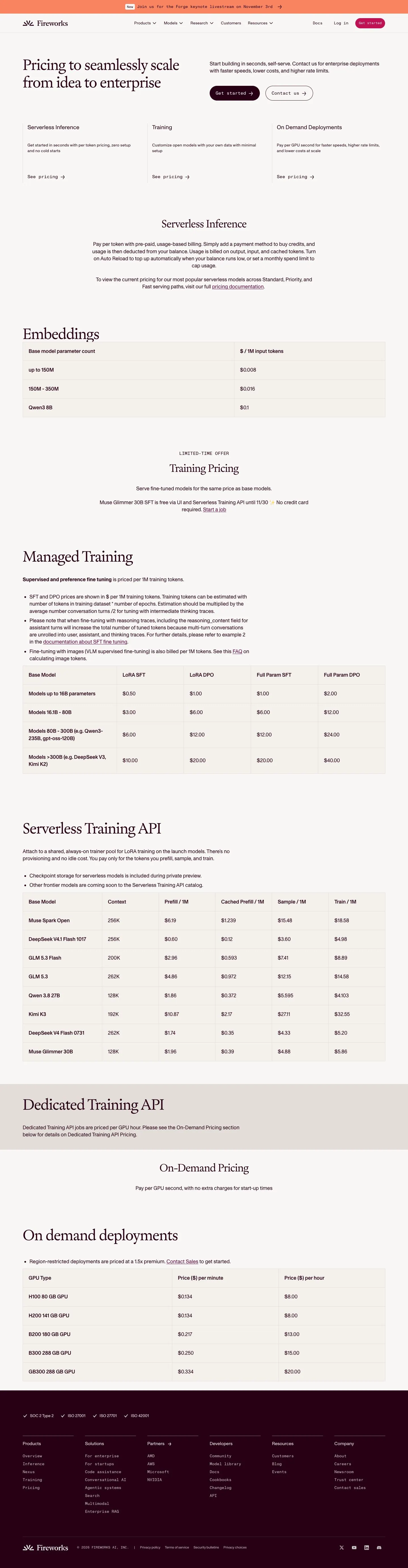 Fireworks — Pricing