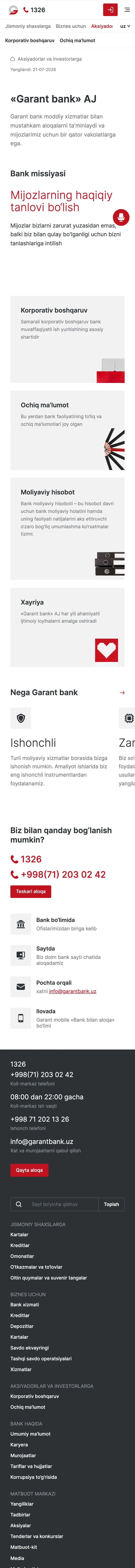Garant Bank — Biz haqimizda