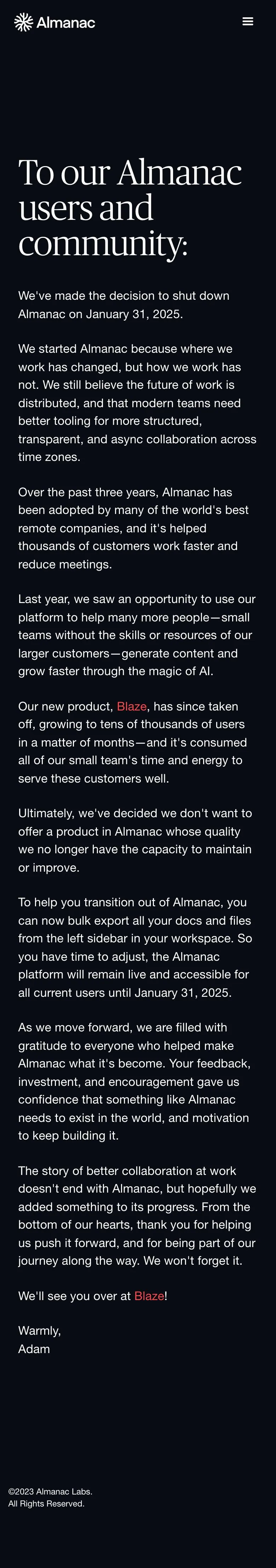 Almanac — Article