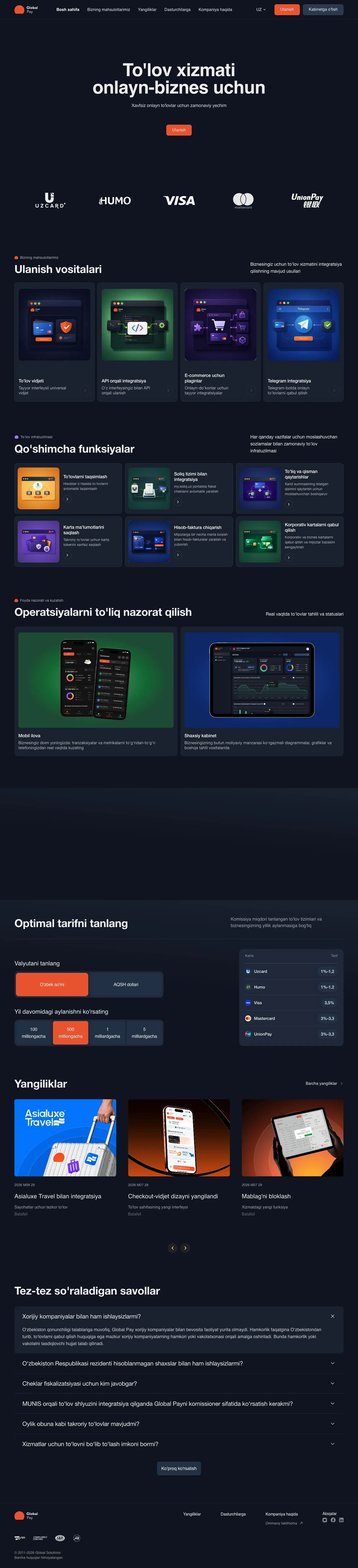 Global Pay — Landing sahifa