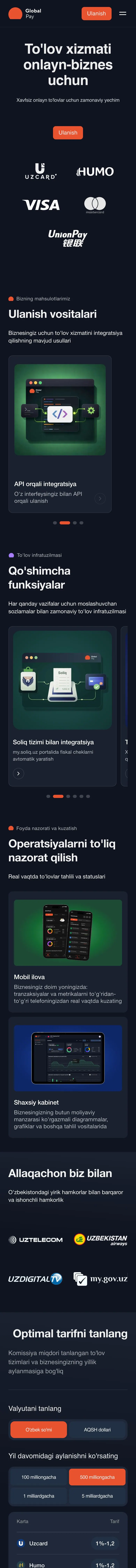 Global Pay — Landing sahifa