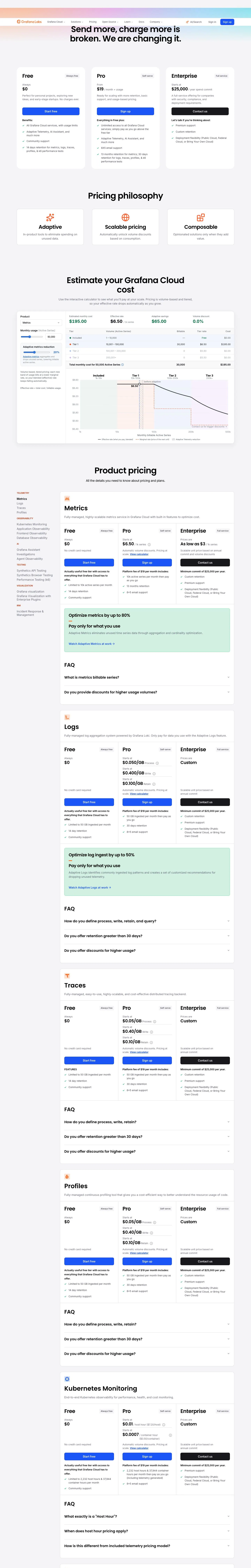grafana.com — Narxlar