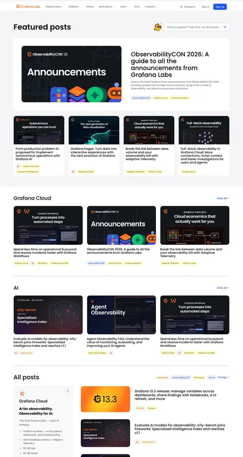grafana.com — Yangiliklar va blog
