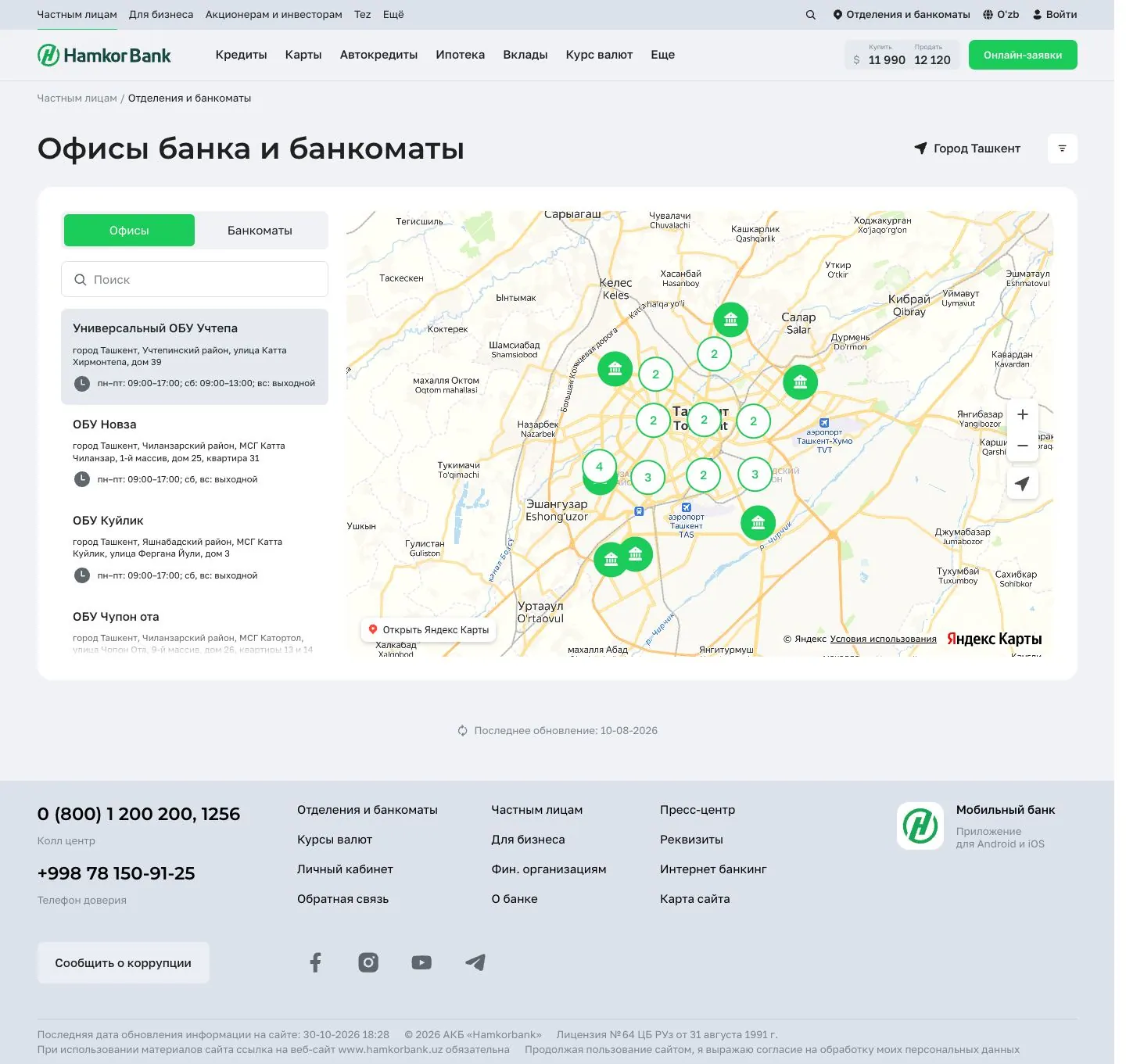 Hamkorbank — Locations