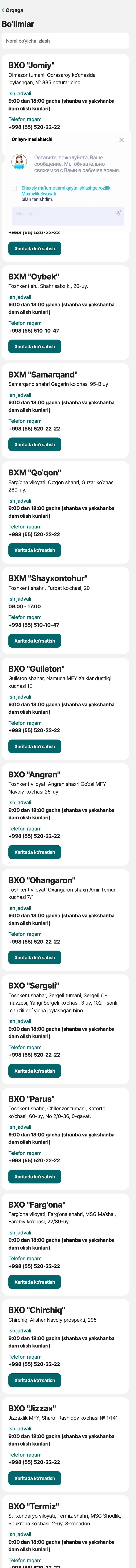 Hayot Bank — Manzillar