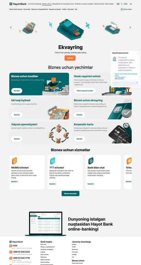 Hayot Bank — Bosh sahifa