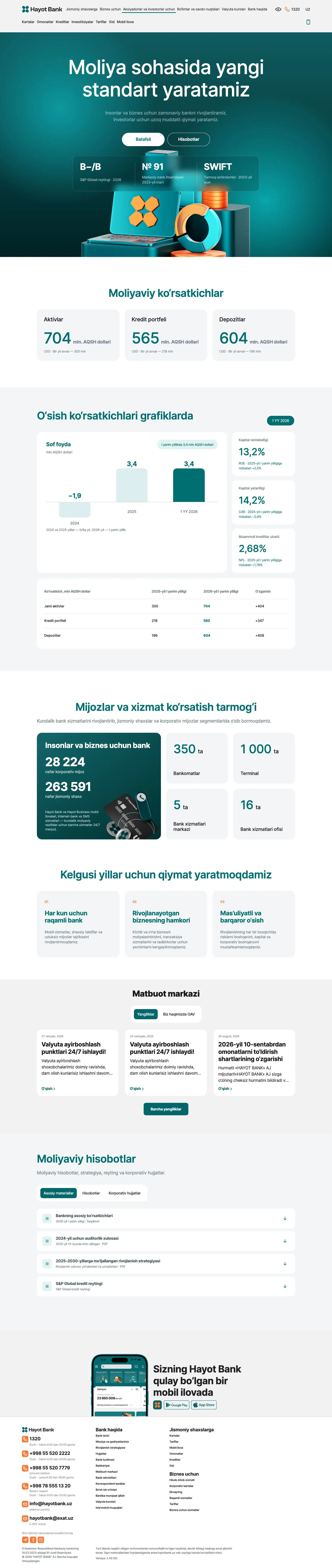 Hayot Bank — Biz haqimizda