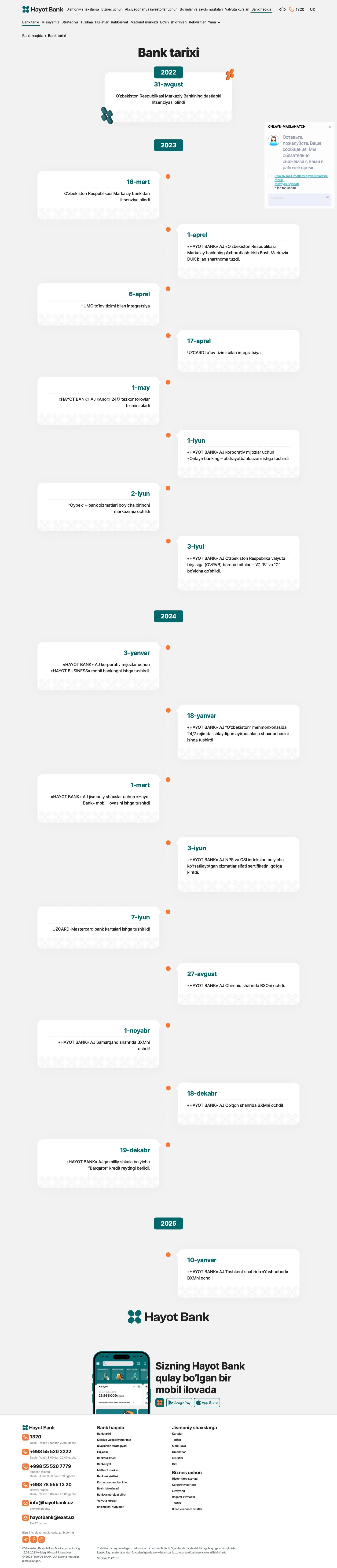 Hayot Bank — Biz haqimizda