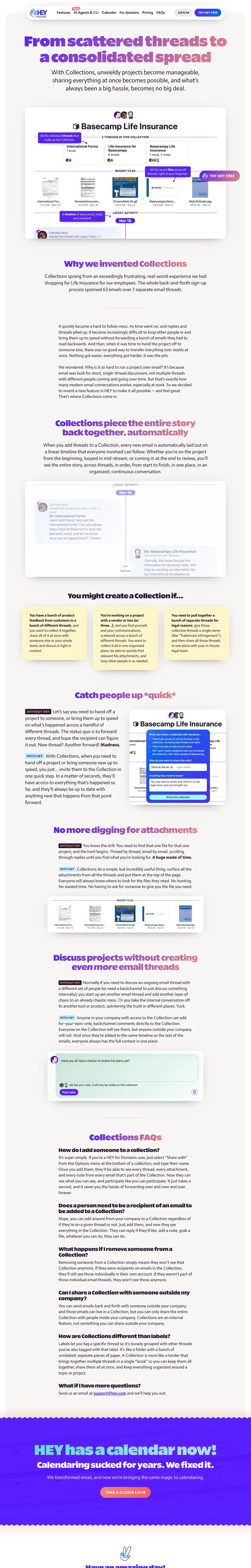HEY — Landing page