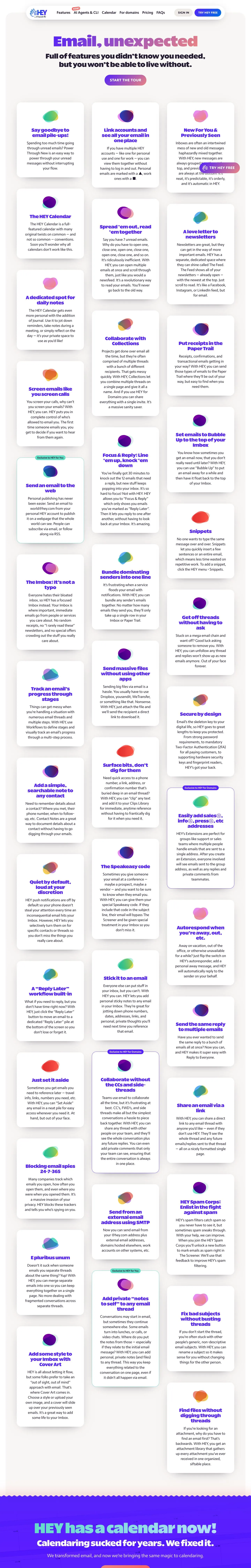 HEY — Landing page