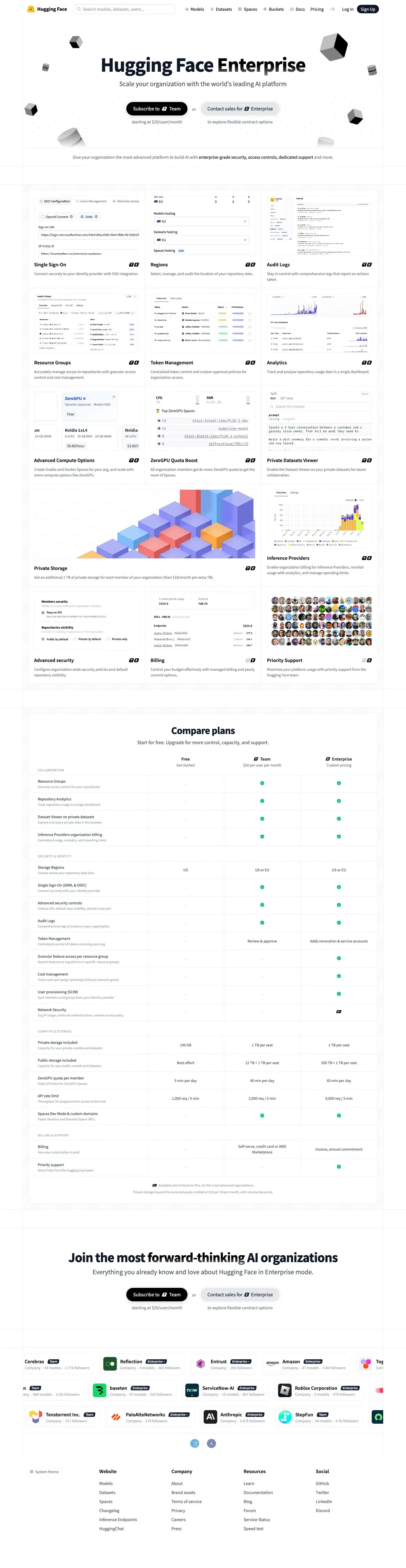 Hugging Face — Landing page