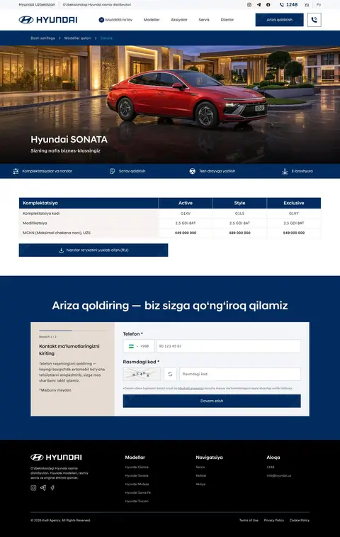 hyundai.uz — Narxlar