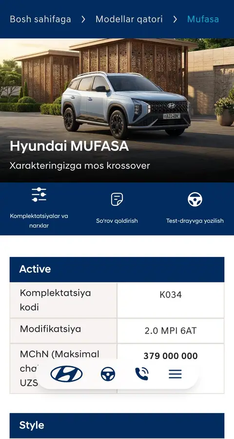 hyundai.uz — Narxlar
