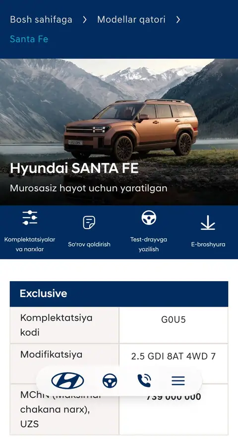 hyundai.uz — Narxlar