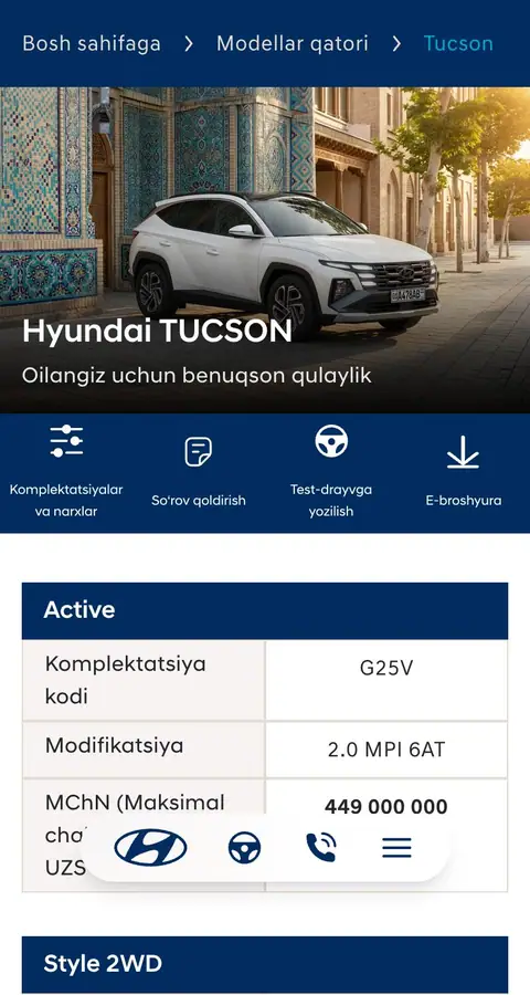 hyundai.uz — Narxlar