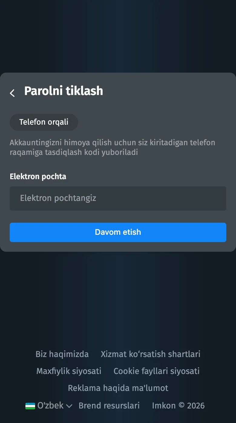 Imkon — Login