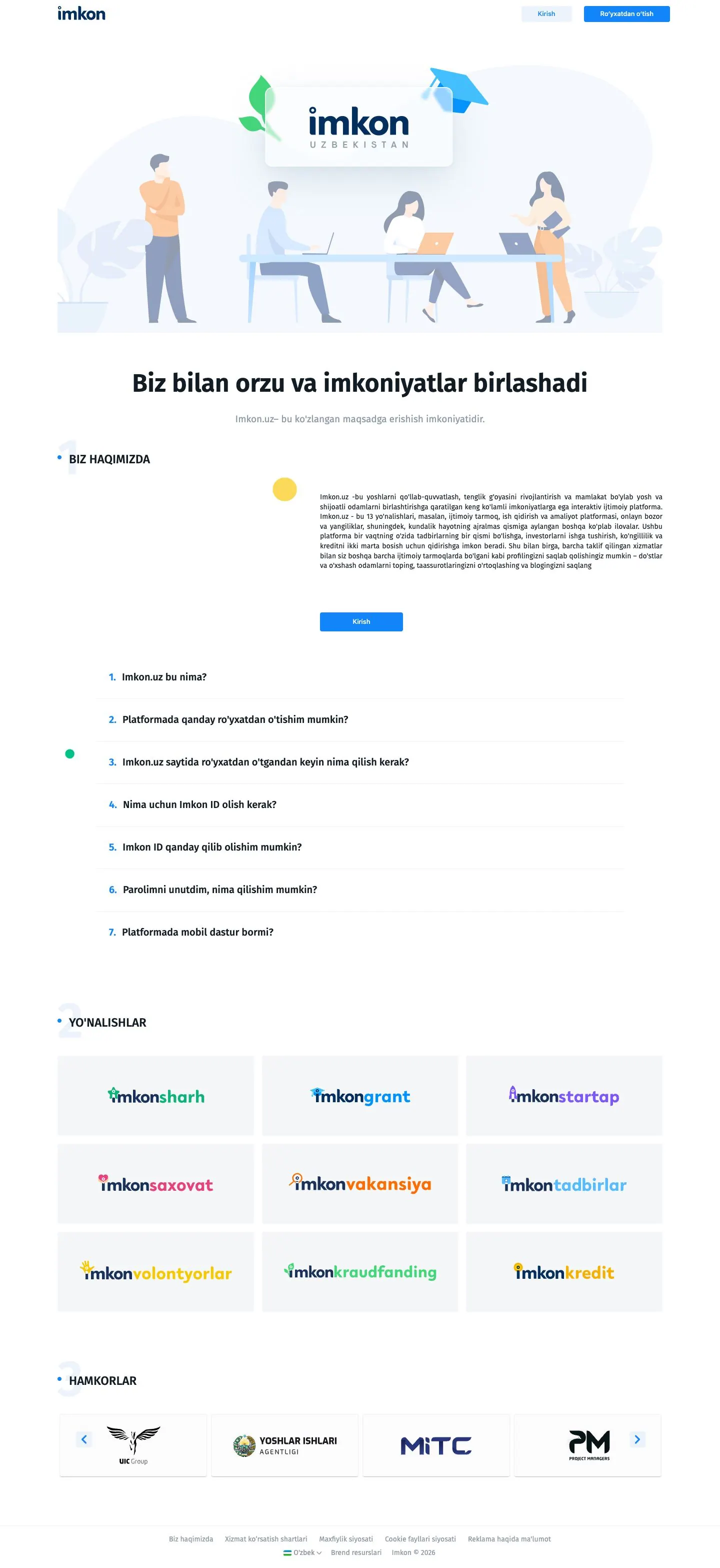 Imkon — Landing page