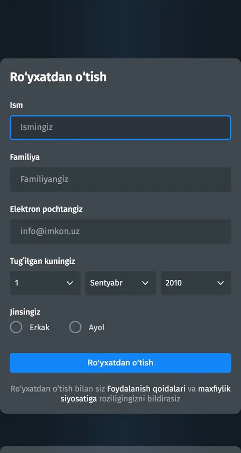 Sign up