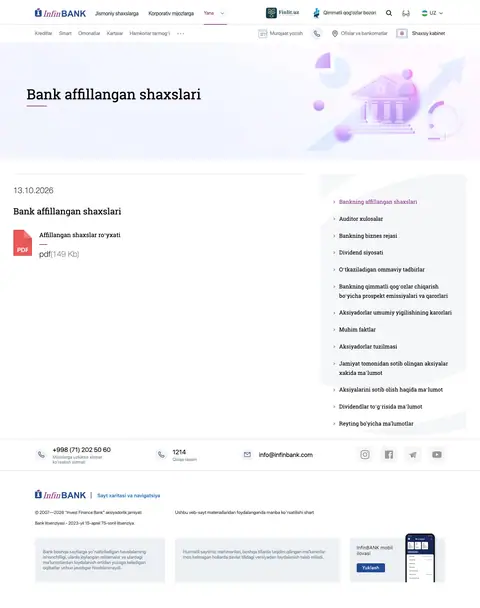 InfinBank — Huquqiy