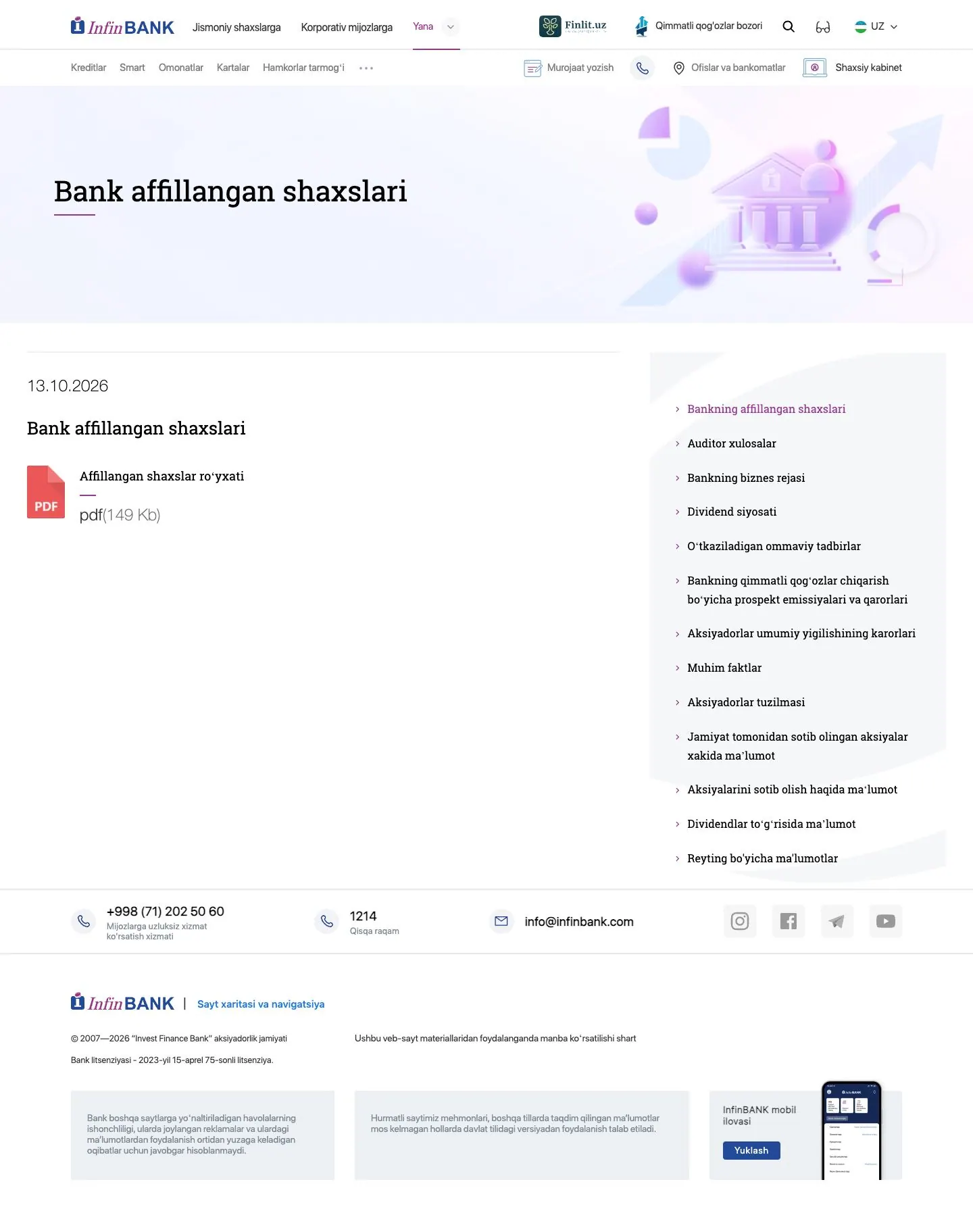 InfinBank — Legal