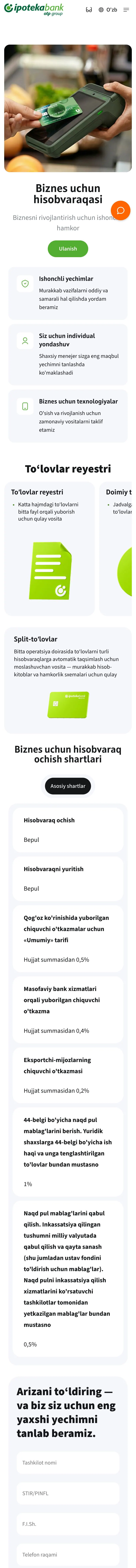 Ipoteka Bank — Landing page