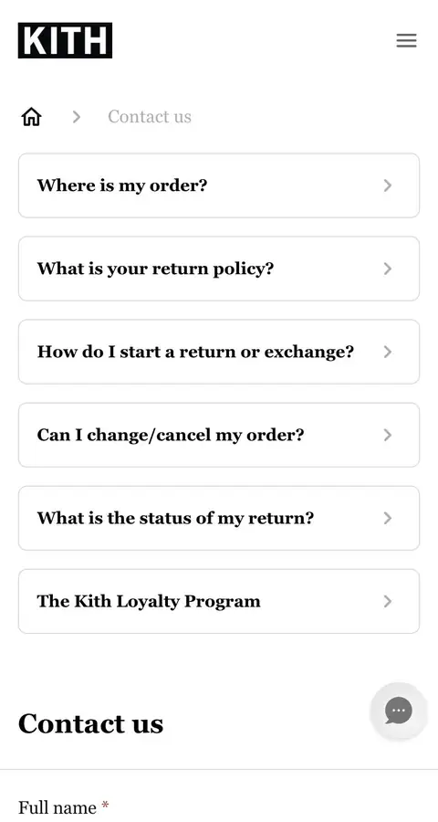 kith.com — Yordam va FAQ