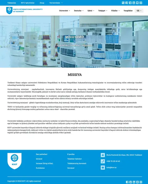 Kimyo International University in Tashkent — Biz haqimizda