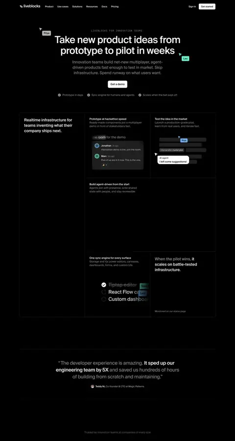 liveblocks.io — Mahsulot