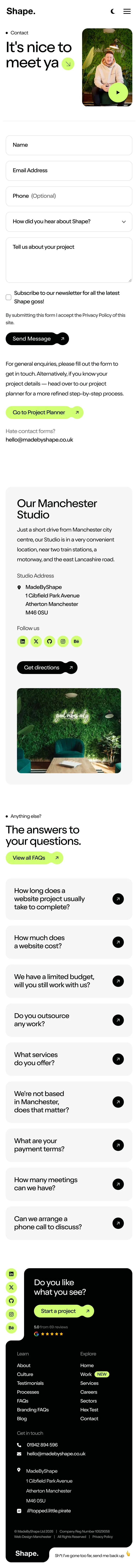 madebyshape.co.uk — Aloqa
