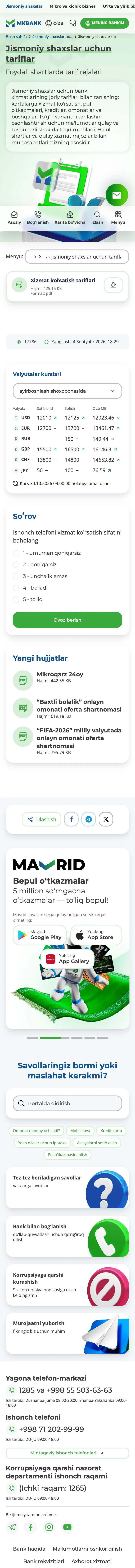 Mikrokreditbank — Pricing