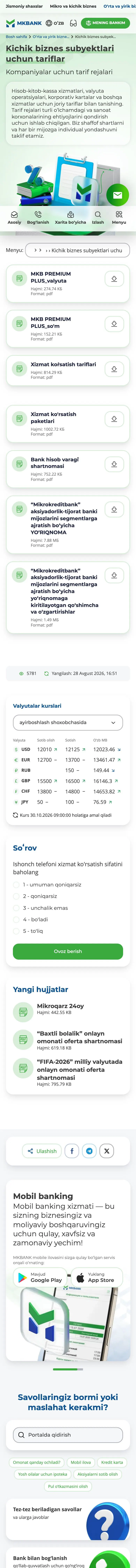 Mikrokreditbank — Pricing