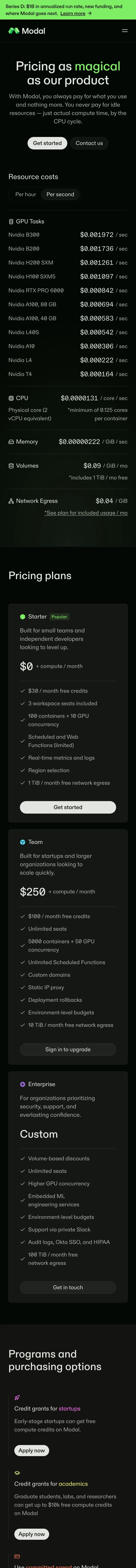 Modal — Pricing